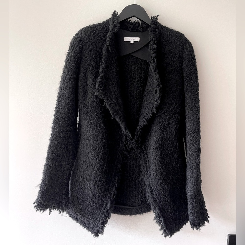 IRO CAMPBELL OPEN DRAPE TEXTURED CARDIGAN JACKET
